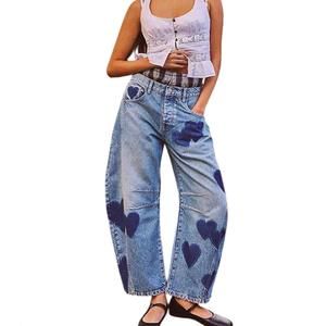NEW CORE IN FASHION heart patch wide leg denim in blue